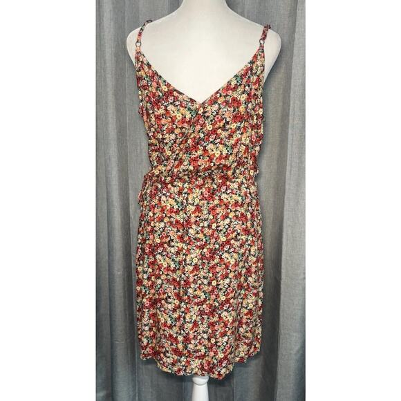 American Rag Mini Dress Women’s Size Medium Boho Floral Print Faux Wrap - Picture 9 of 16